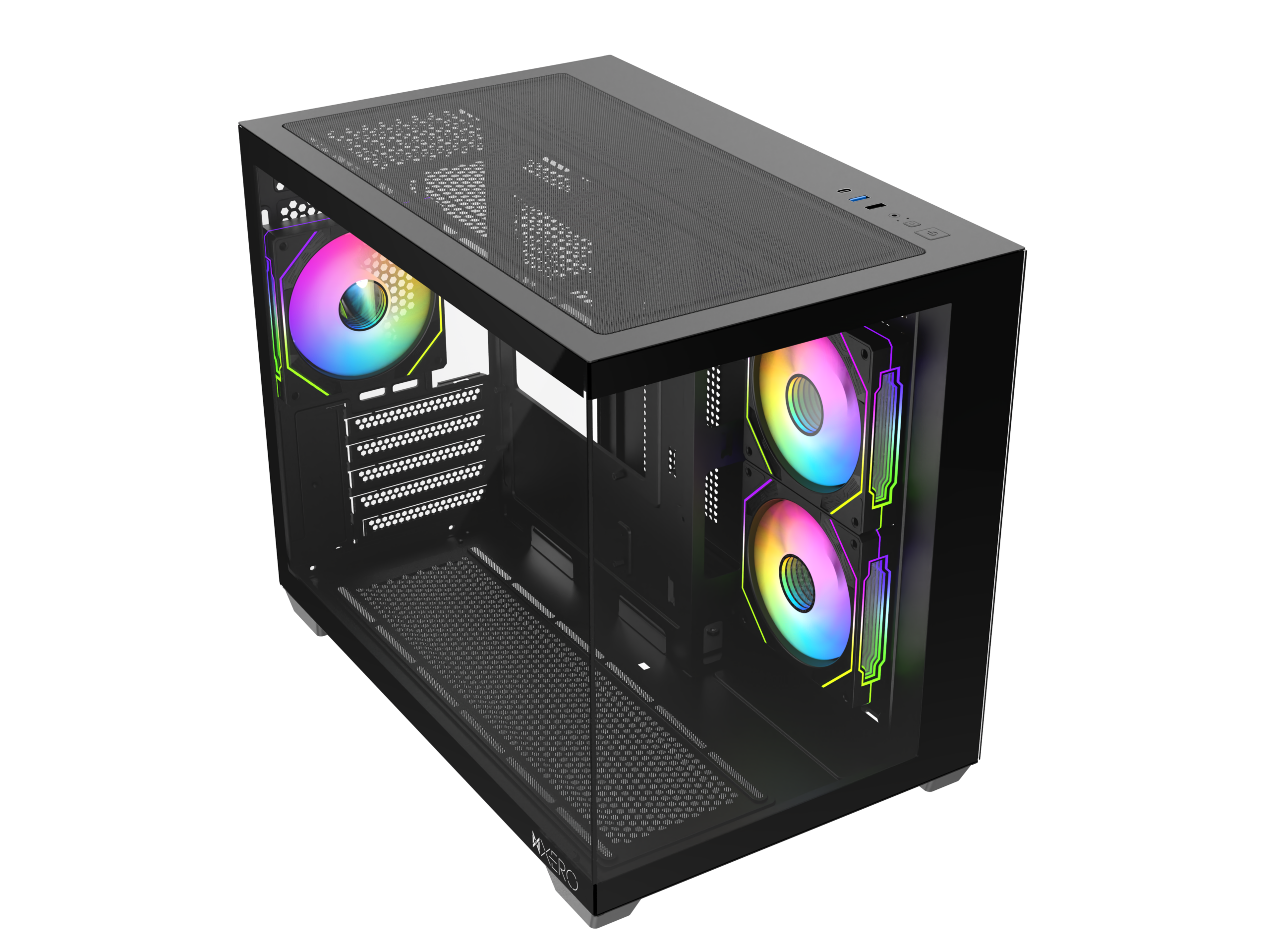 XERO BEYOND MATX PC CASE BLACK - Side Top View