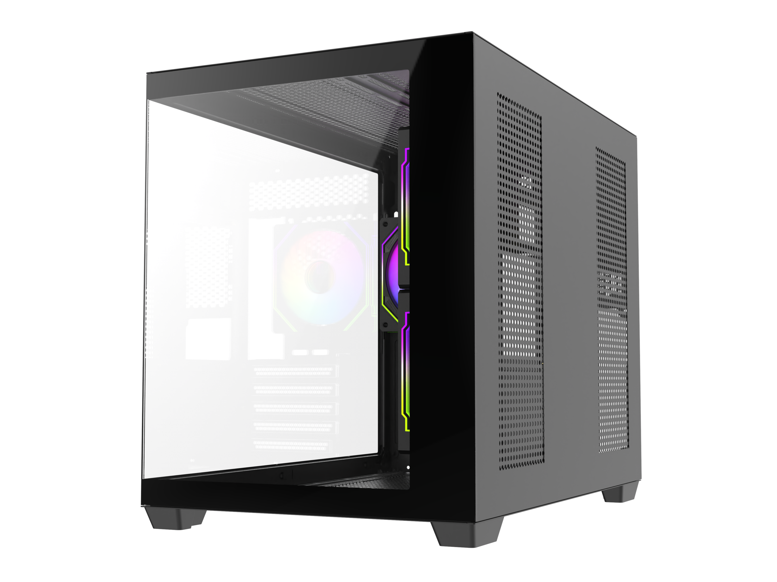 XERO BEYOND MATX PC CASE BLACK - Back Panel Side View