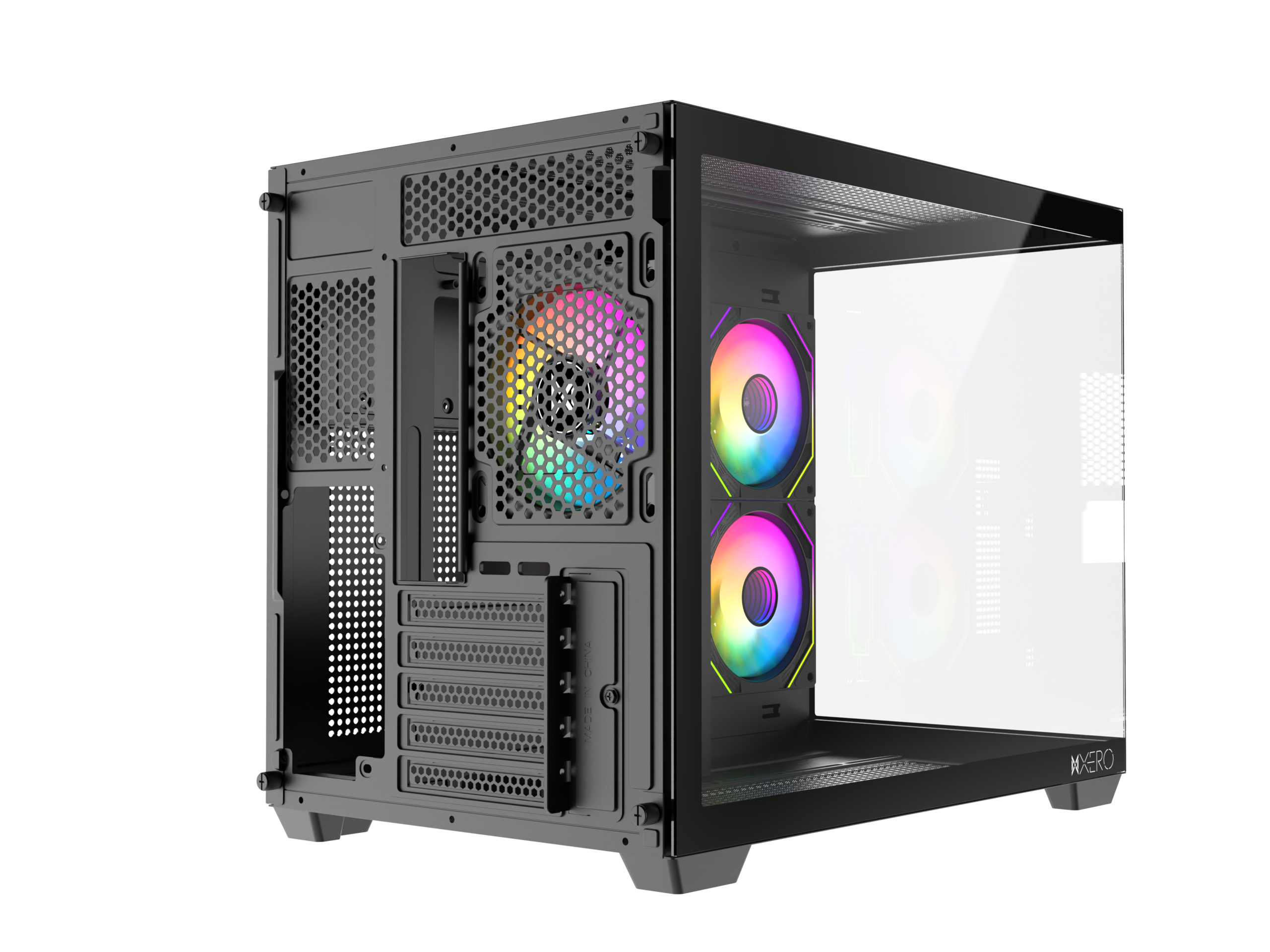 XERO BEYOND MATX PC CASE BLACK - Side Back View