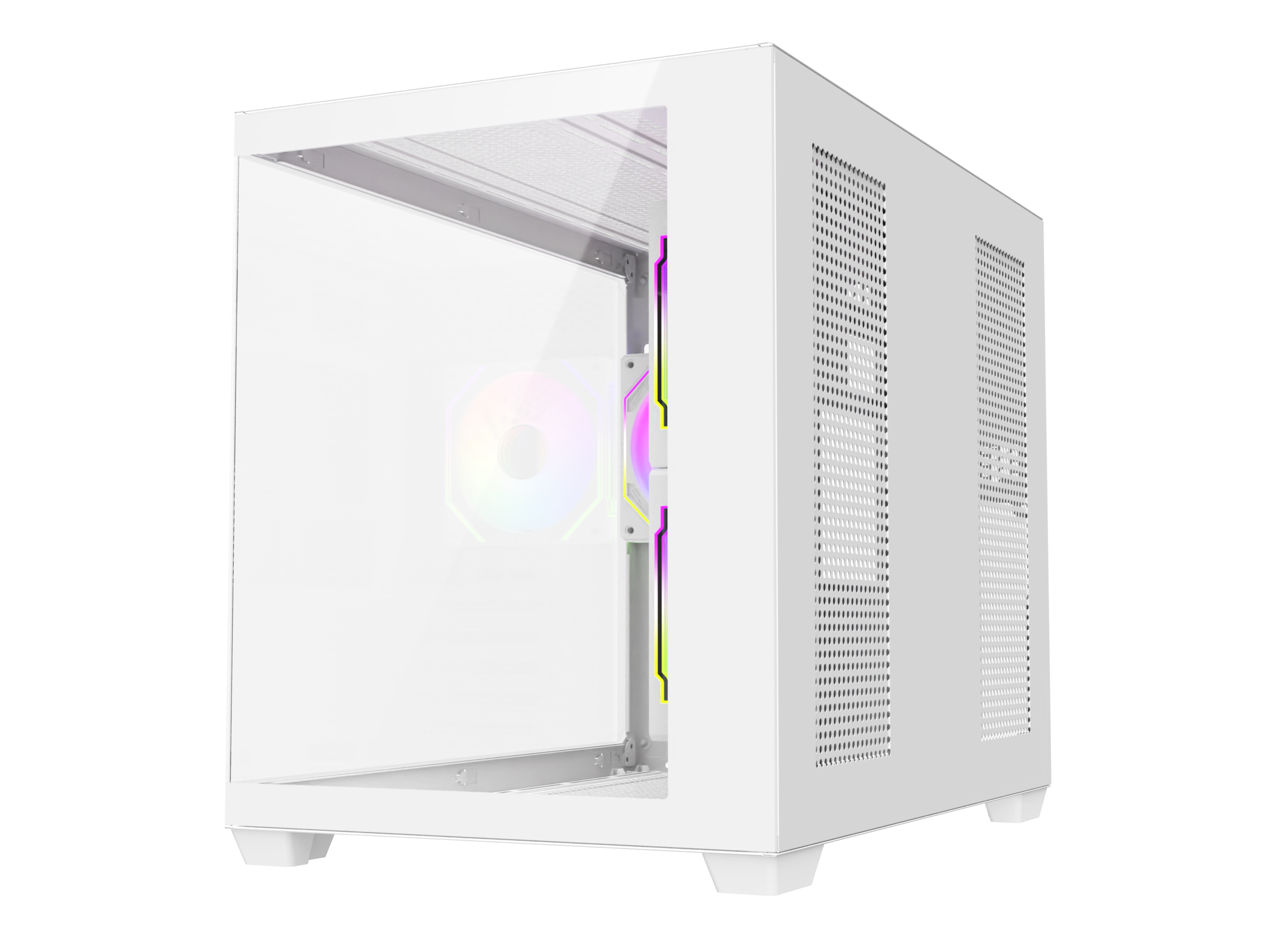 XERO BEYOND MATX PC CASE WHITE - Side Back Panel View