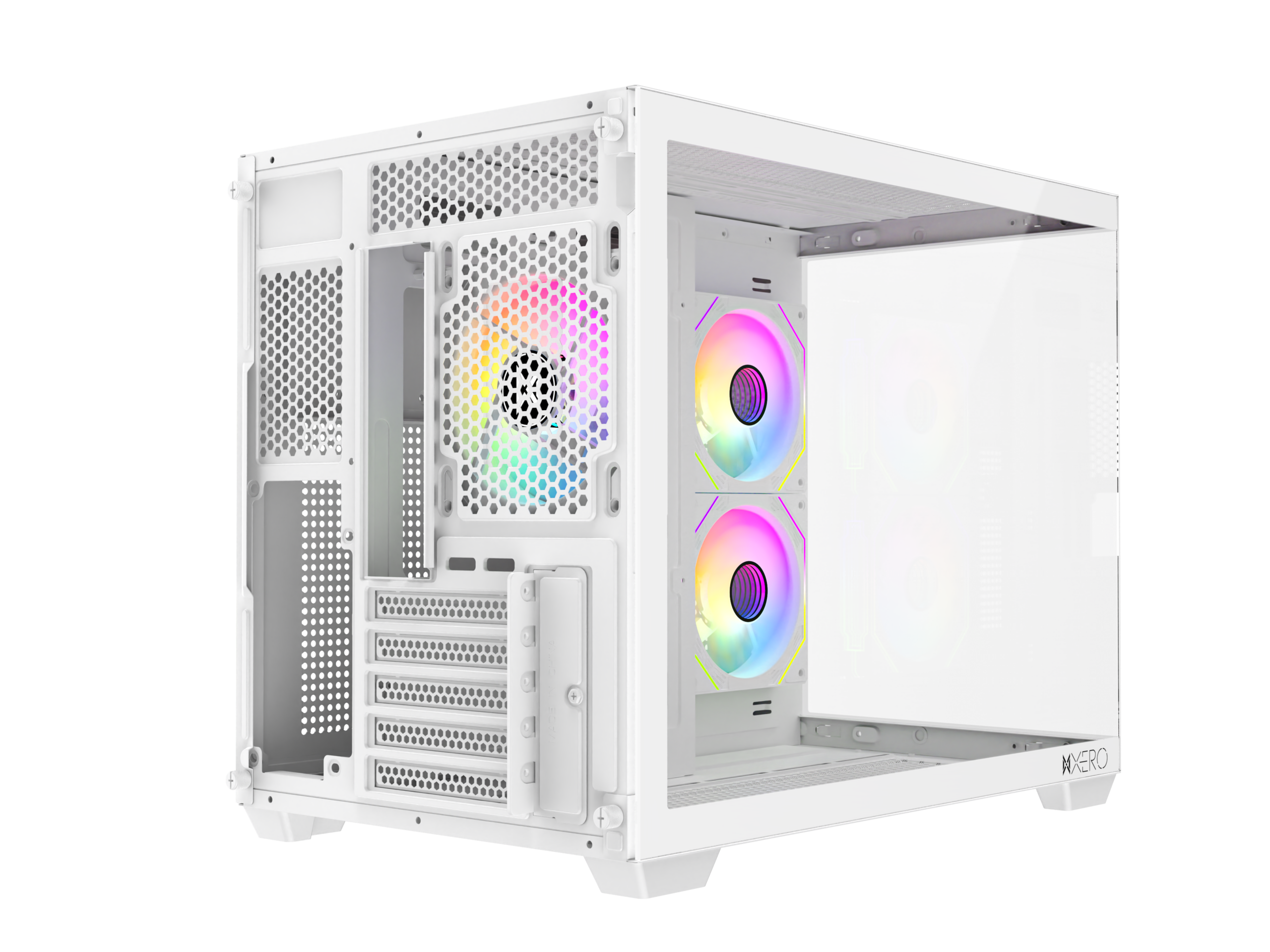 XERO BEYOND MATX PC CASE WHITE - Back Side View