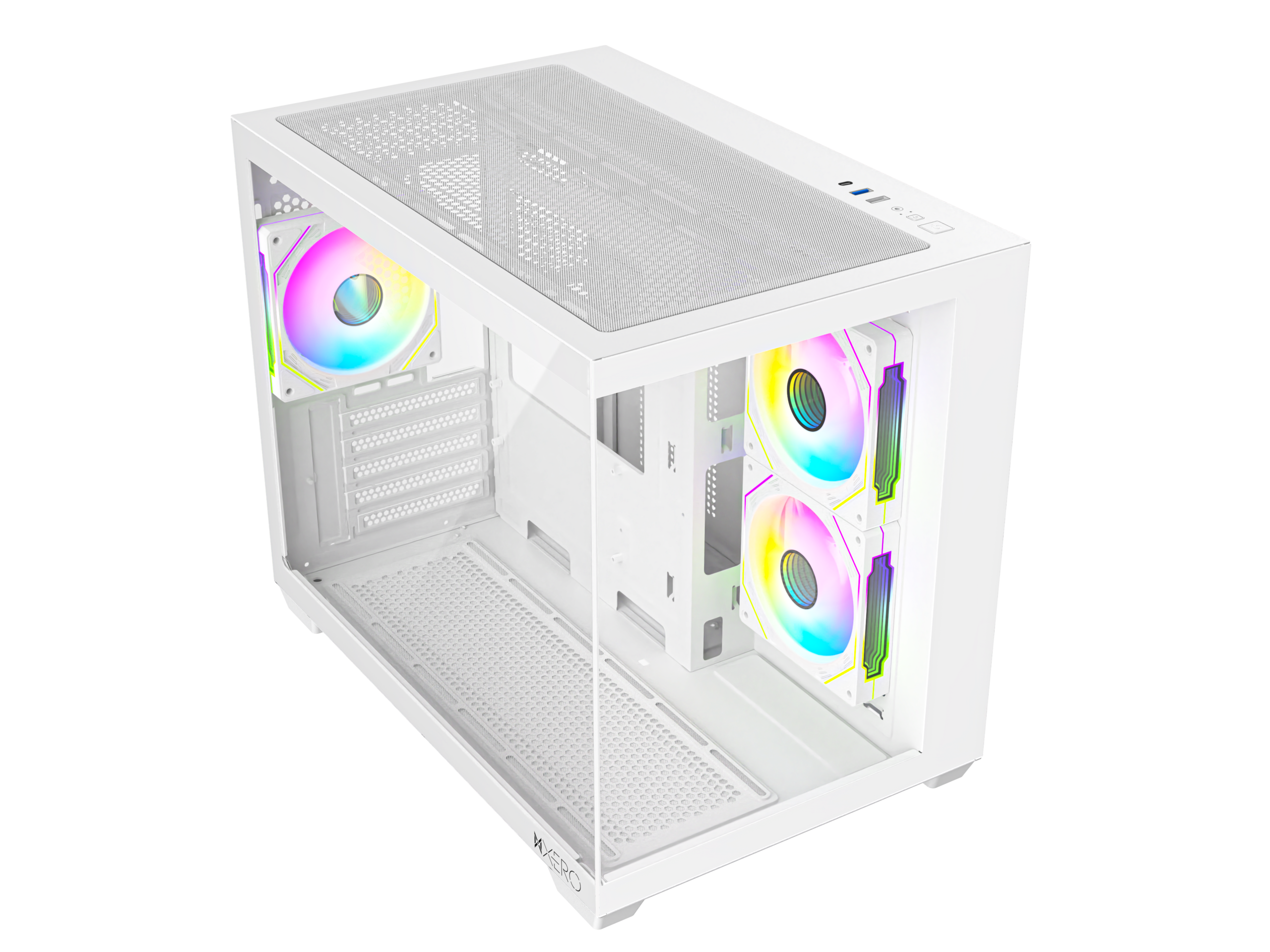 XERO BEYOND MATX PC CASE WHITE - Top Side View